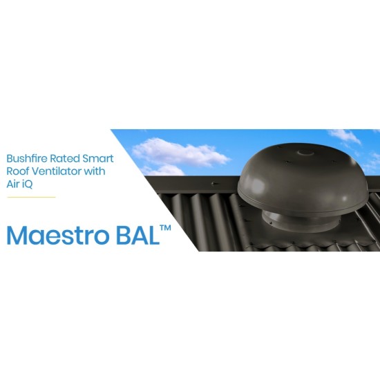 Maestro BAL 300mm Roof Ventilator with Smart IQ (equiv of ~ SIX wind powered!) Bradford Maestro BAL 300mm Roof Ventilator with Smart IQ (equiv of ~ SIX wind powered!) Bradford