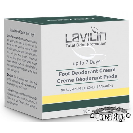 Lavilin 72 Hour FOOT Deodorant Cream 100g Aluminum, Alcohol, Paraban FREE Up to 1 Year supply! Lavilin 72 Hour FOOT Deodorant Cream 100g Aluminum, Alcohol, Paraban FREE Up to 1 Year supply!