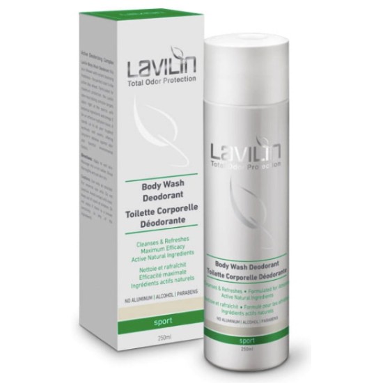 Lavilin Body Wash Deodorant 250ml odour-neutralising sports wash for all over including sensitive areas Lavilin Body Wash Deodorant 250ml odour-neutralising sports wash for all over including sensitive areas