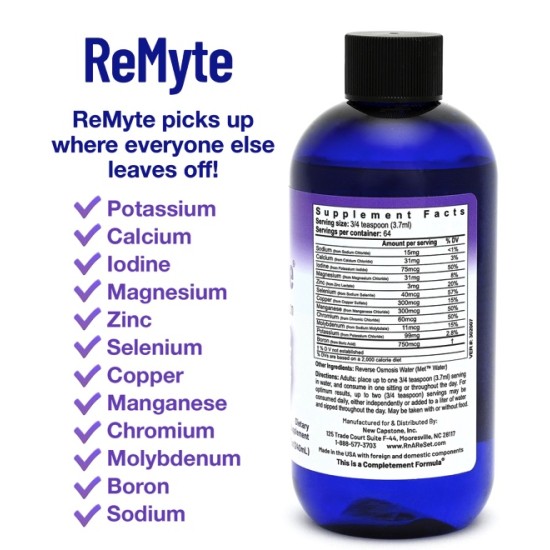 ReMyte® Mineral Solution 480ml Liquid Supplement 12 Calcium Iodine Selenium Manganese + more ReMyte® Mineral Solution 480ml Liquid Supplement 12 Calcium Iodine Selenium Manganese + more