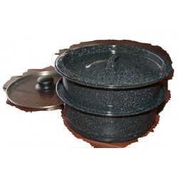 Set of Two Stackable Roasting Pots 3L with Glass & Graniteware lids Solar Cooking